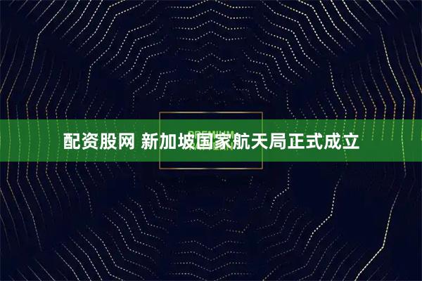 配资股网 新加坡国家航天局正式成立